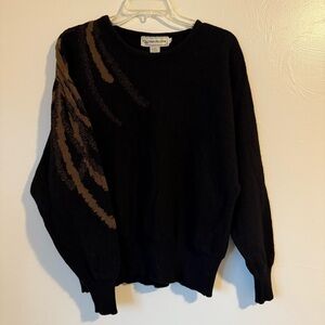 Evan Picone Vintage 90’s Wool Sweater with Bronze & Gold Metallic Design